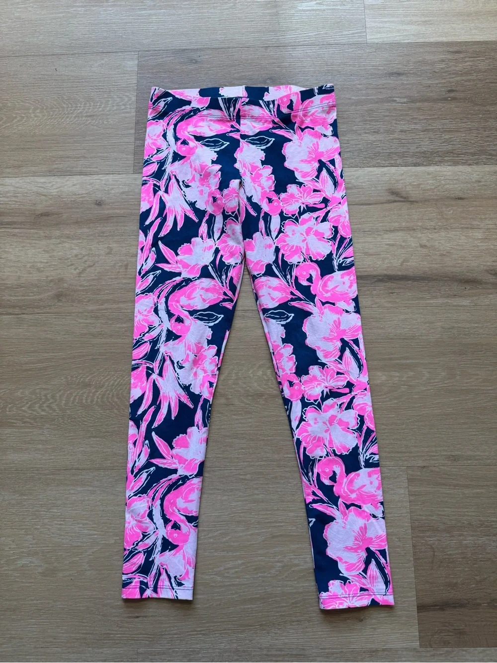 Lilly Pulitzer Navy & Hot Pink Floral Flamingo Leggings